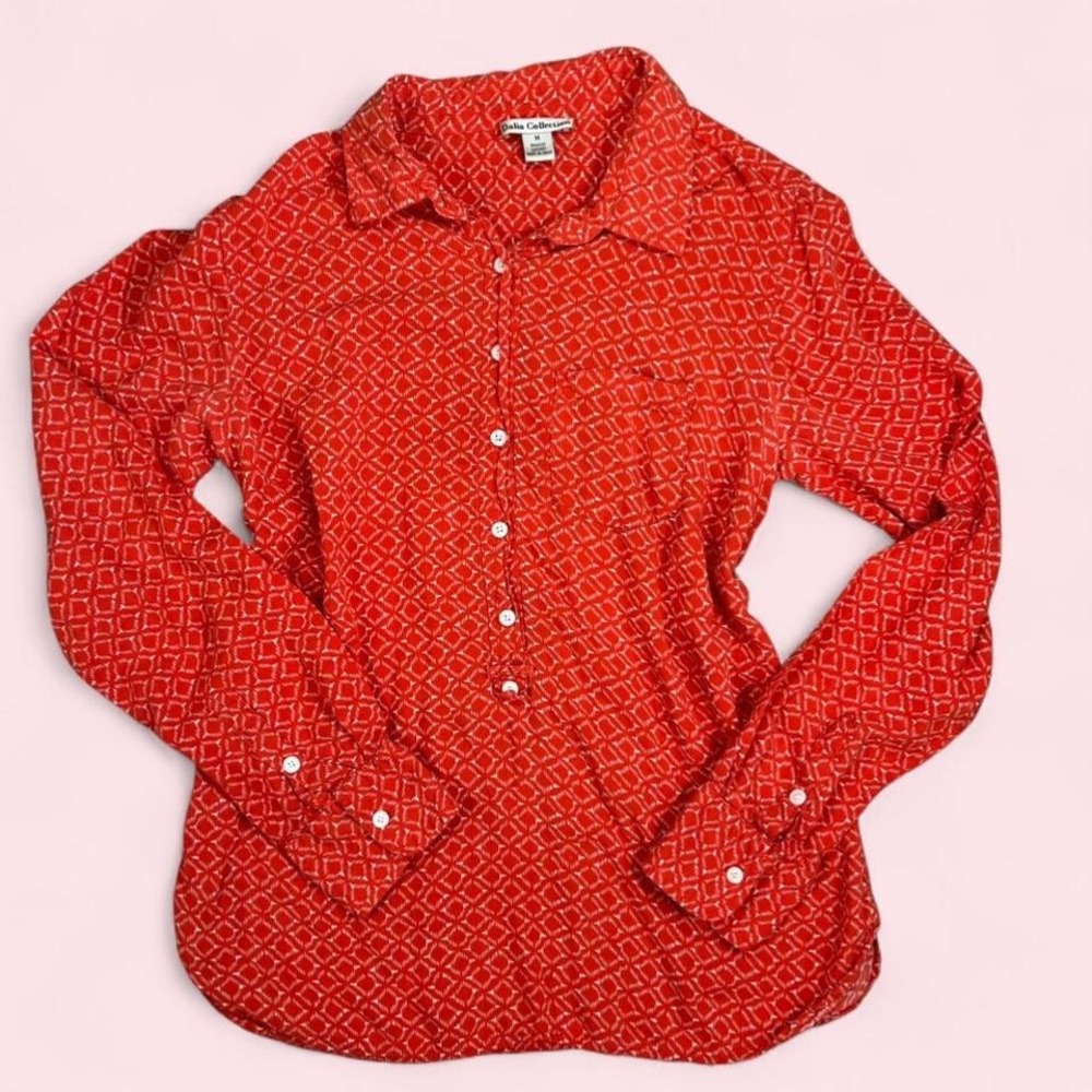 Dalia Collection Women's Geometric Orange Blouse Size Medium‎